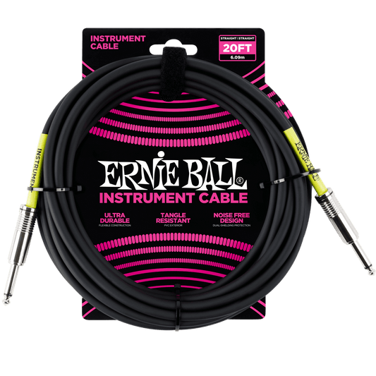 Ernie Ball 6 Meters Straight / Straight Instrument Cable, Black