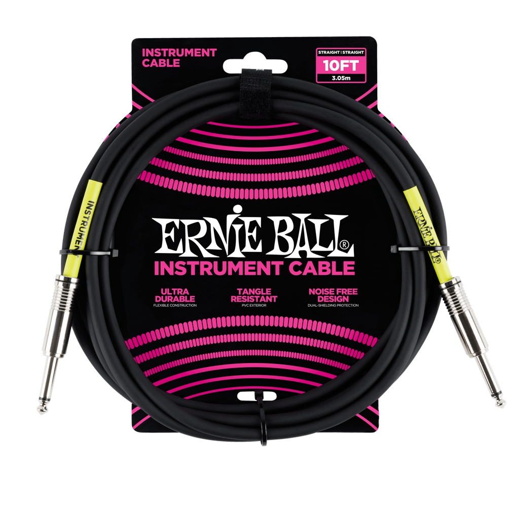 Ernie Ball 3 Meters Straight / Straight Instrument Cable, Black