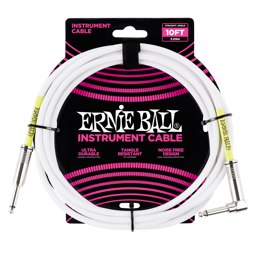 Ernie Ball 3 MetersStraight / Angle Instrument Cable, White