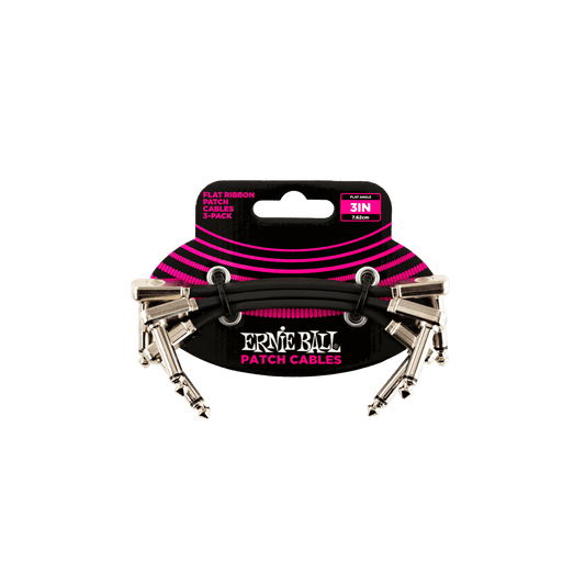 Ernie Ball 3” Flat Ribbon Patch Cable 3-Pack