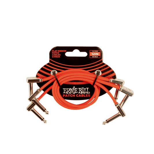 Ernie Ball 12” Flat Ribbon Patch Cable Red 3-Pack