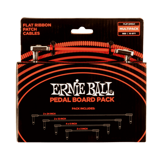 Ernie Ball Flat Ribbon Patch Cables Pedalboard Red Multi-Pack