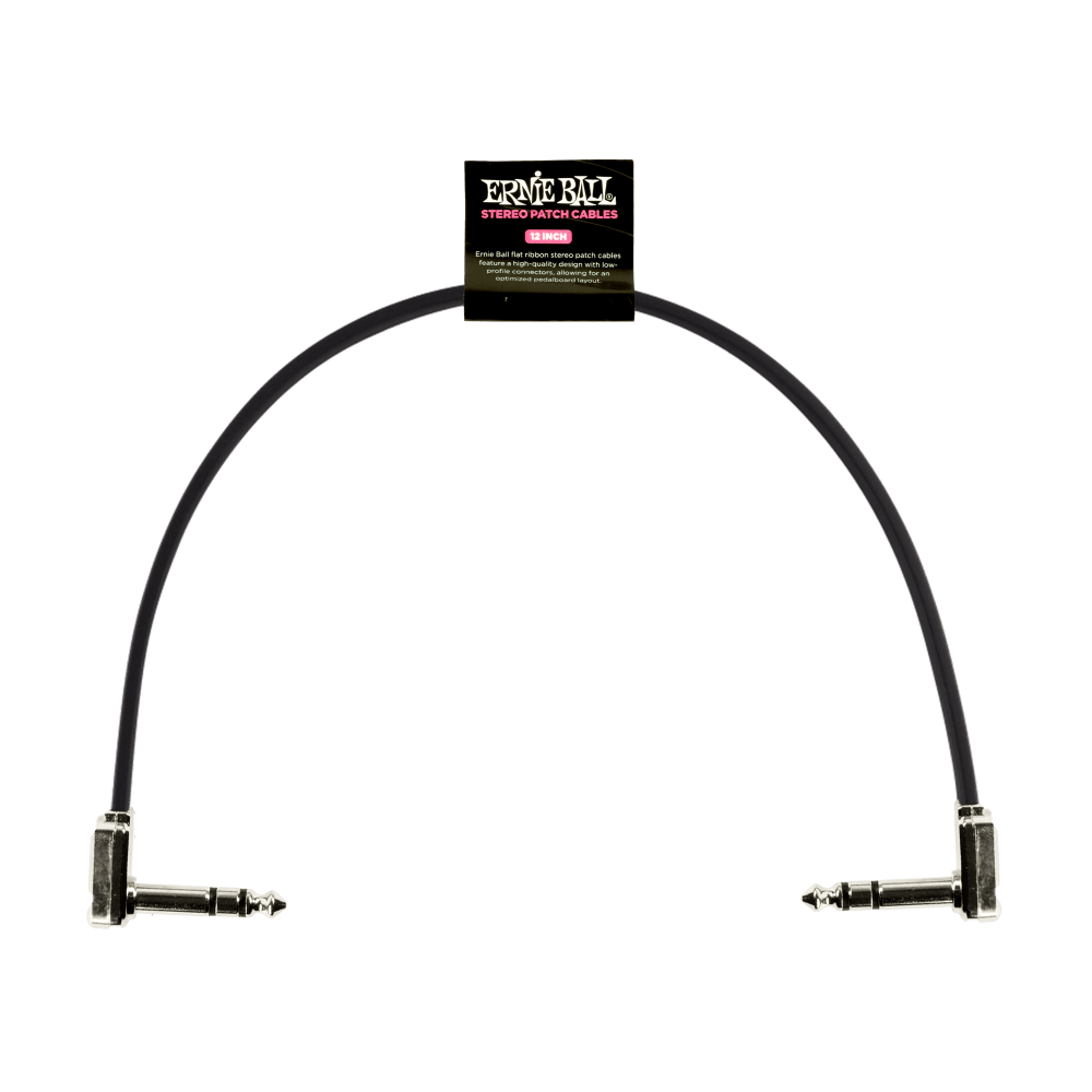 Ernie Ball 12" Flat Ribbon Stereo Patch Cable Black