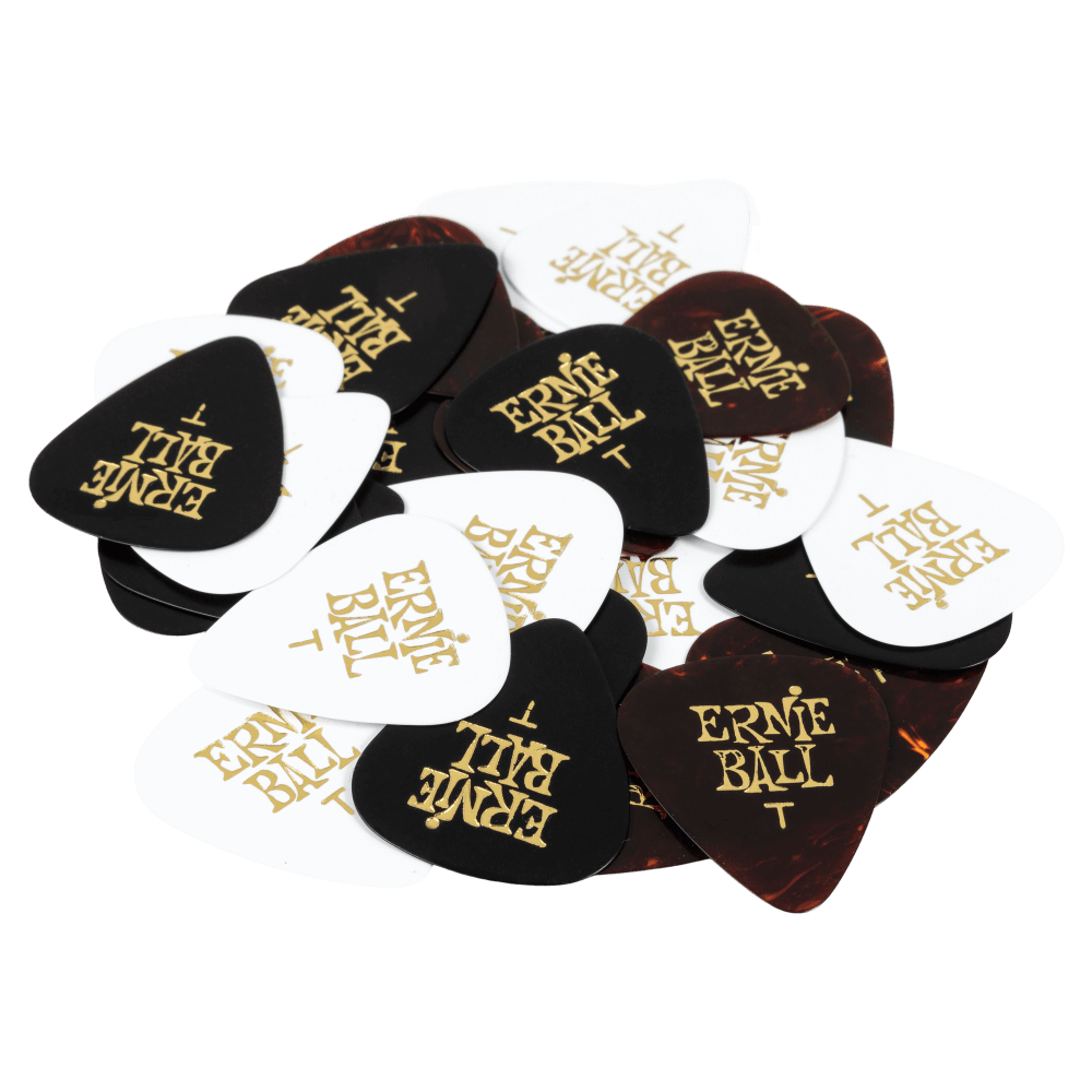 Ernie Ball Thin Assorted Color Cellulose Guitar Picks, 12-Piece