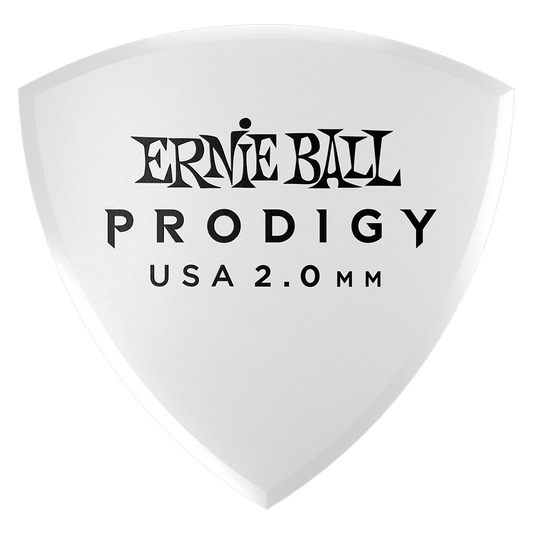 Ernie Ball 2.0 mm Large Shield Prodigy Picks 6 Pack, White